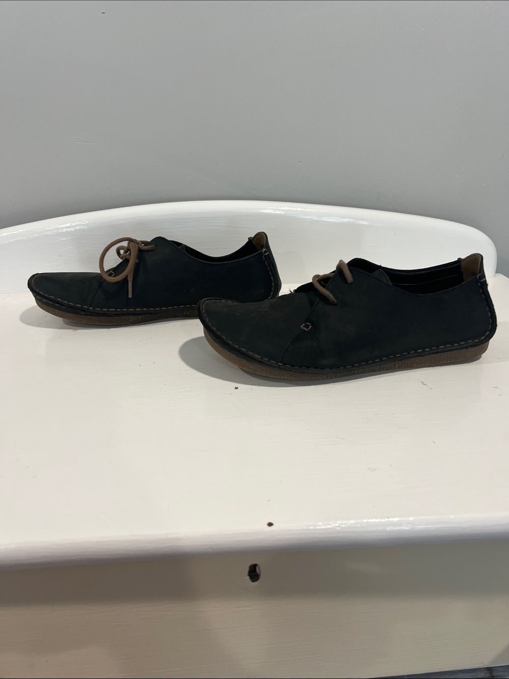 Clarks Janey Mae black leather oxfords size women’s 8.5 - Picture 2 of 6